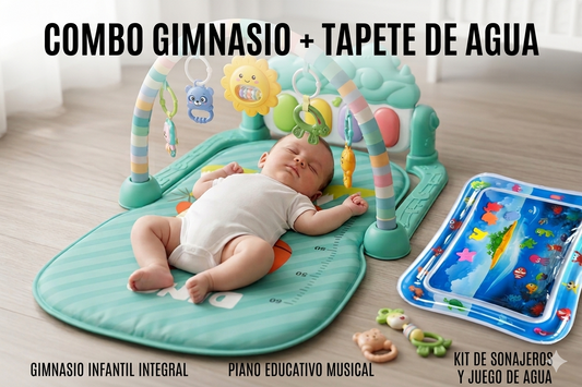 Combo Estimulación Temprana 2 en 1: Gimnasio Musical + Tapete de Agua Sensorial