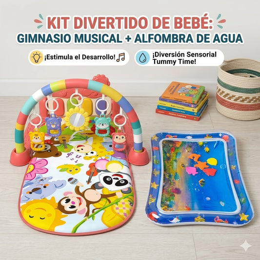 Combo Estimulación Temprana 2 en 1: Gimnasio Musical + Tapete de Agua Sensorial
