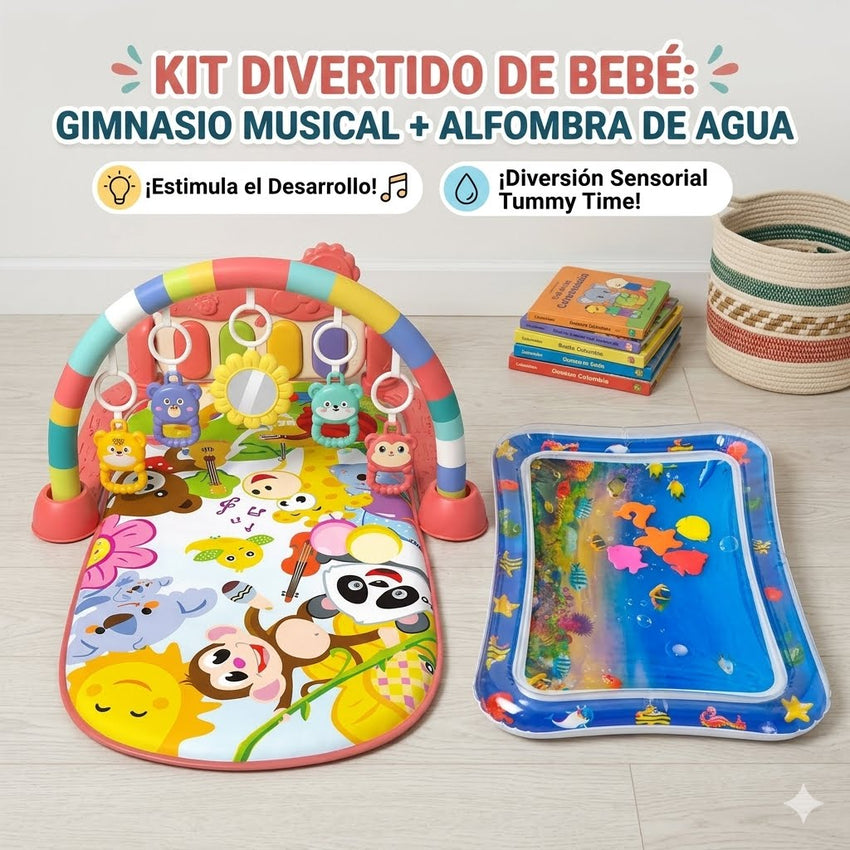 Combo Estimulación Temprana 2 en 1: Gimnasio Musical + Tapete de Agua Sensorial